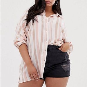 Boyfriend Brushed Stripe Button Down Shirt